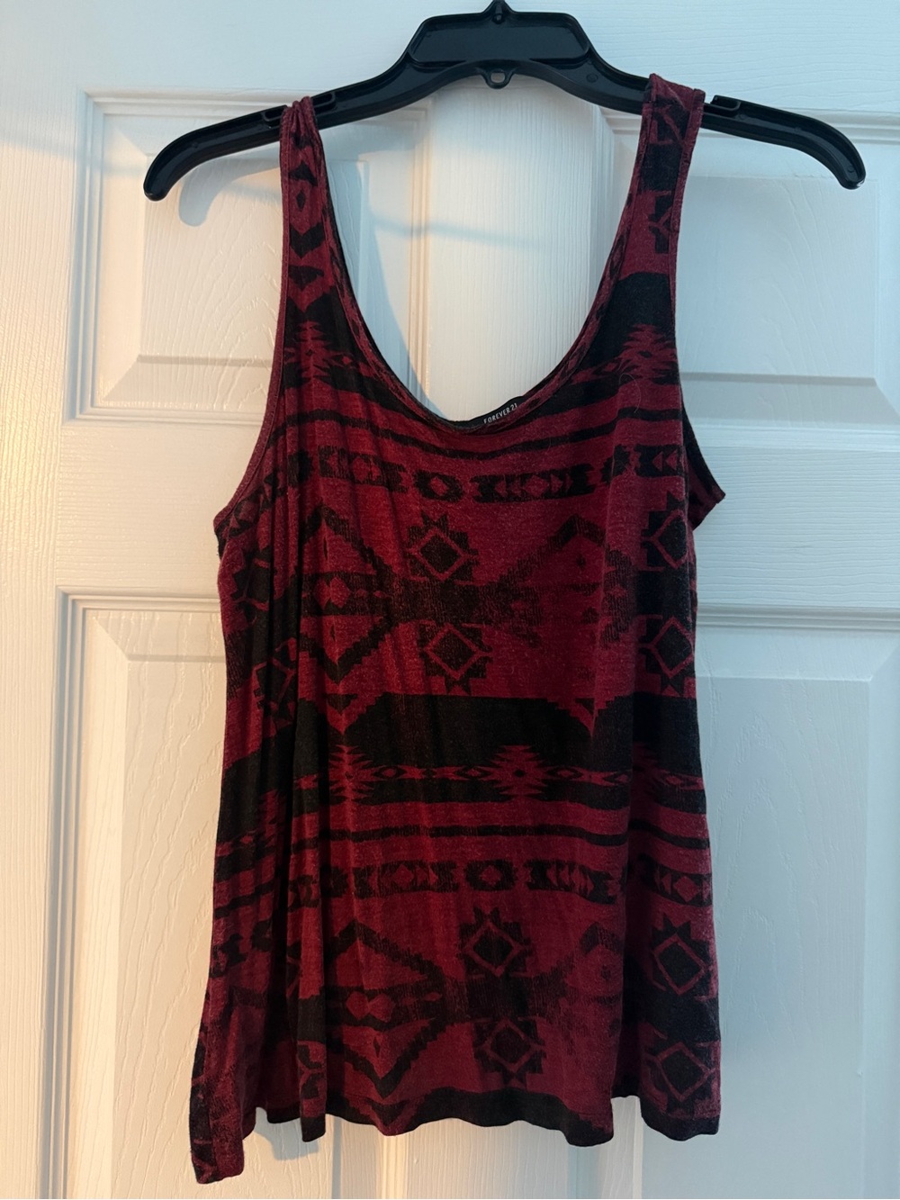 Forever 21 Burgundy and Black Aztec Tank Top